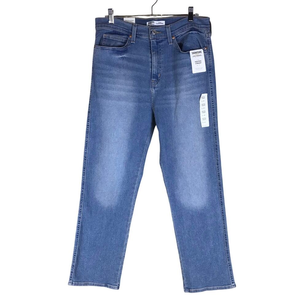 NWT Signature Levi Strauss Jeans Women’s 12 W31 Blue High Rise Straight Stretch